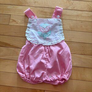 Vintage Baby Girl Bloomer Romper Playsuit Light Pink 90s Embroidered Zellers